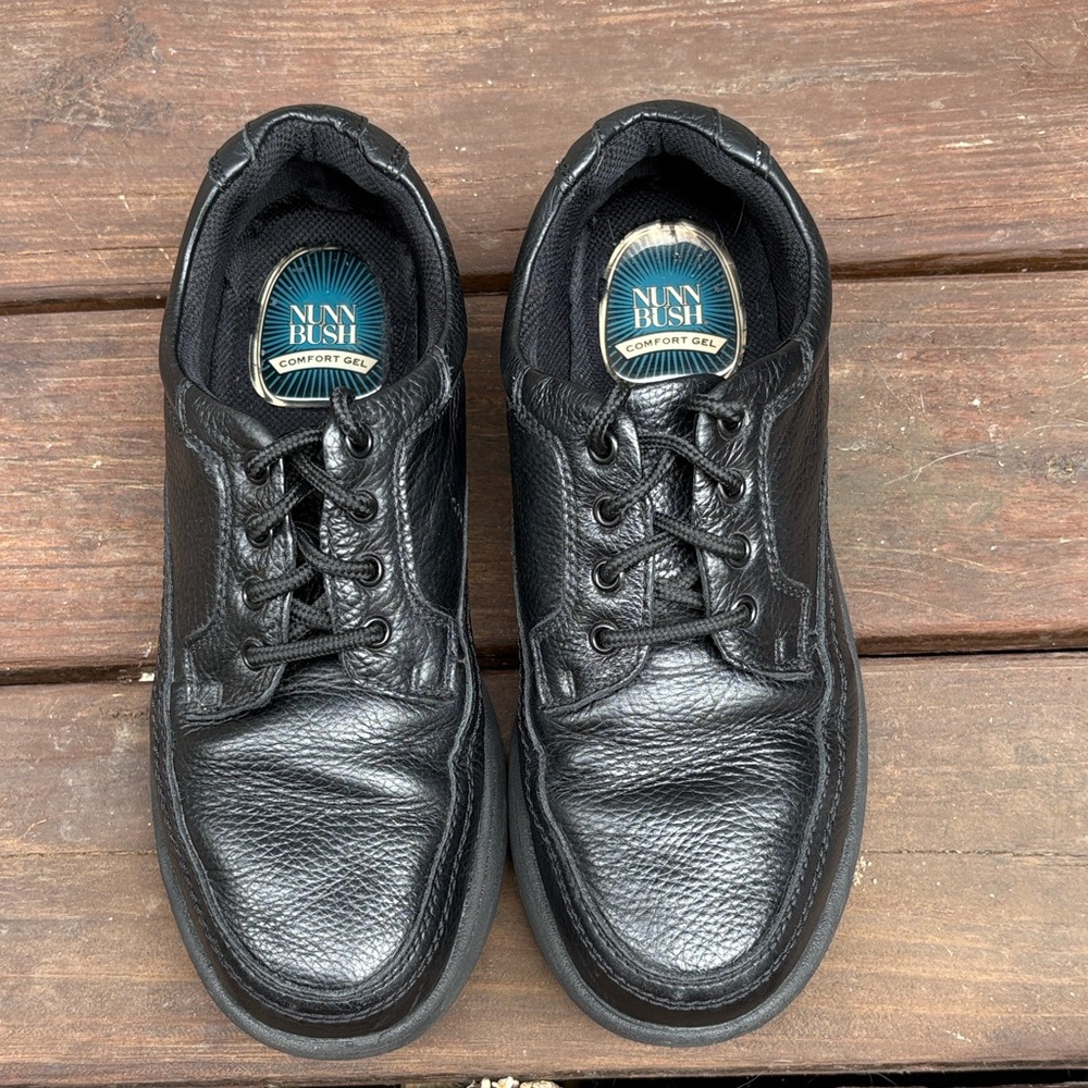 Nunn Bush Comfort Gel Men’s Leather Lace Up - Black Tumble - Size 10 - 83055-78